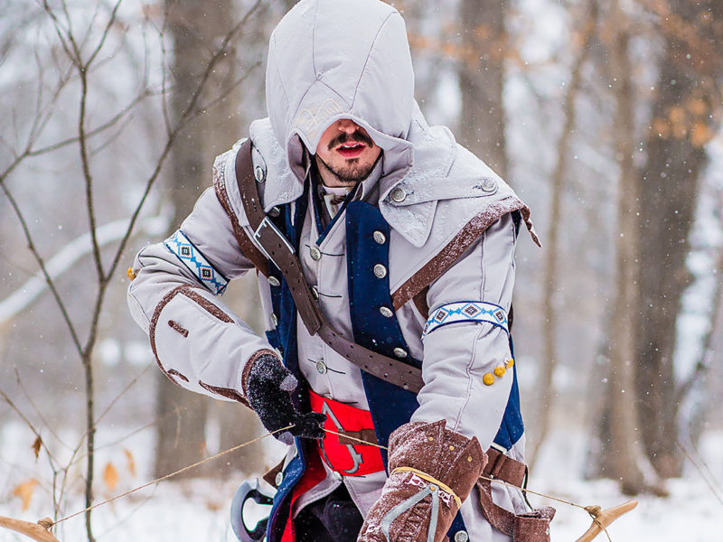 Connor Kenway cosplay photoshoot by Libertas Video from Assassin's Creed 3.
