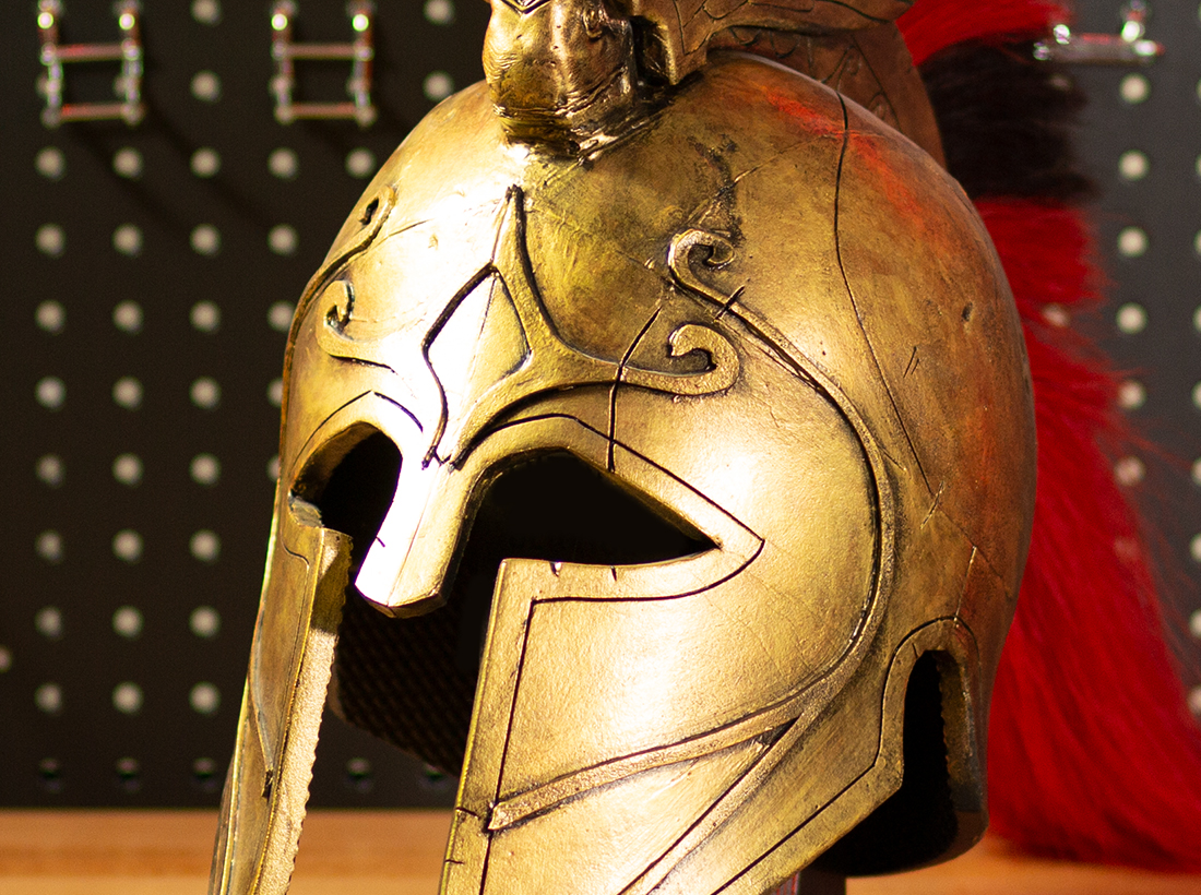 Alexios/Kassandra Corinthian Spartan helmet from Assassin's Creed Odyssey.